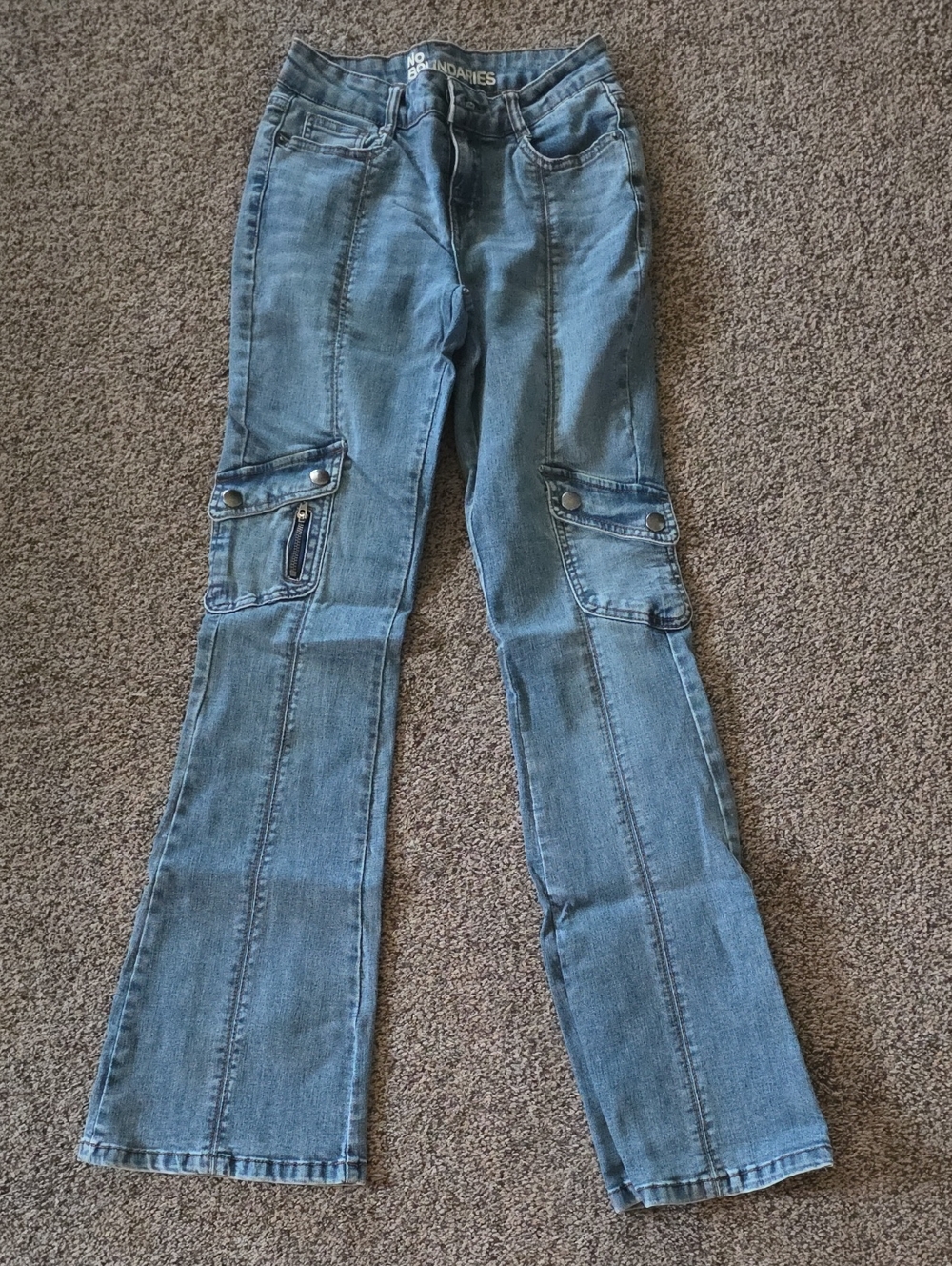 No Boundaries | Women's Light Blue Flare Cargo Jeans